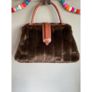 Raviani Brown Fur Shoulder Bag